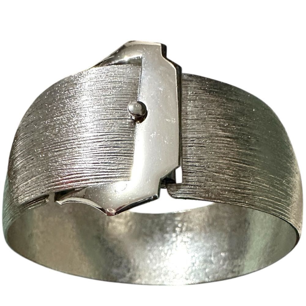 Vintage Coventry Silver-Tone Hinged Cuff Bracelet